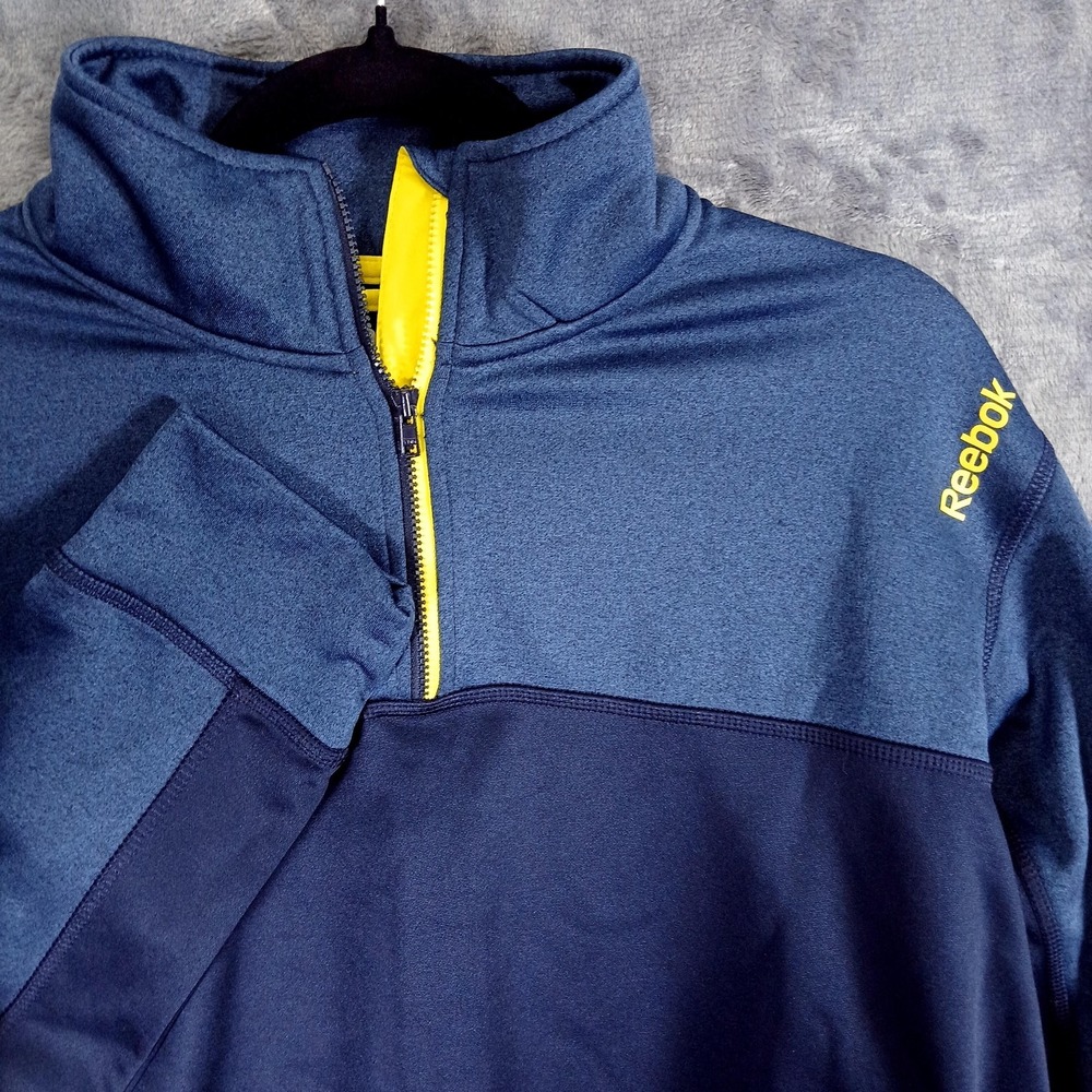 Reebok‎ Sweater Mens Large Blue Quarter Zip PlayWarm Pullover Athletic Top